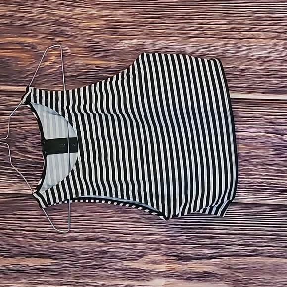 Striped Black and White Women's Swim Top - Picture 1 of 3